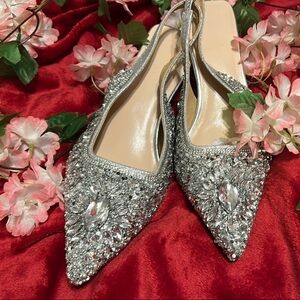 Elegant Silver Embellished Women's Shoes